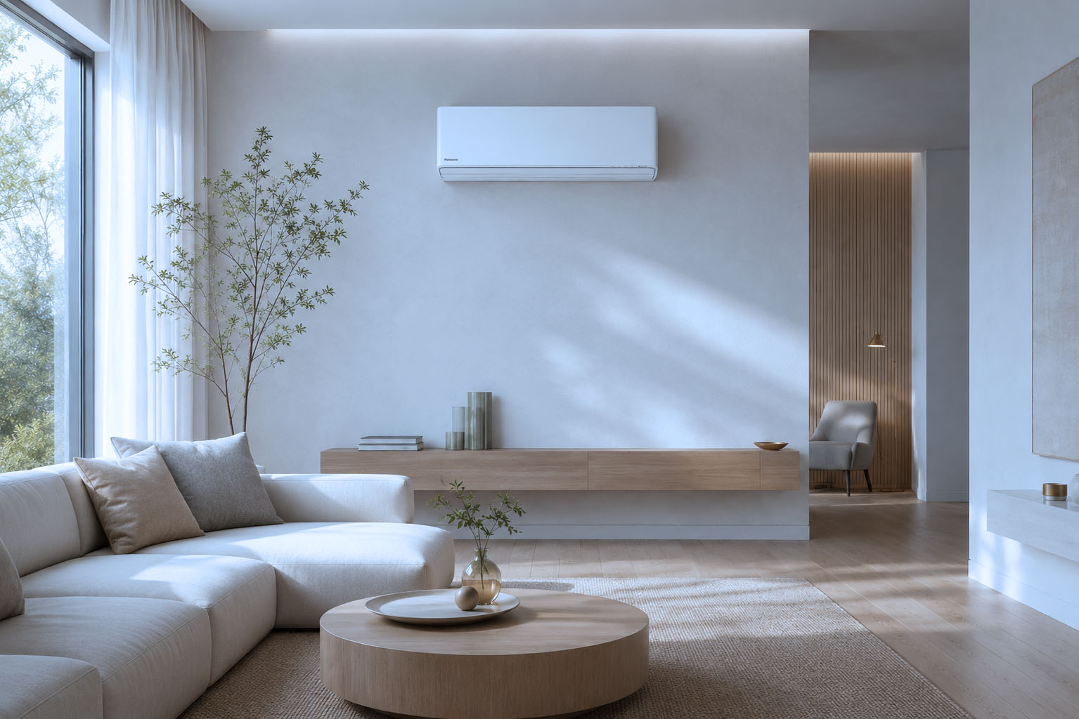 Panasonic Etherea w jasnym, minimalistycznym wnętrzu